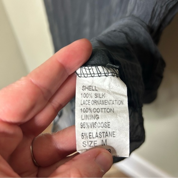 Carla Conti Gray Silk Ruffled Tiered Long Sleeve Dress Medium - Picture 6 of 8